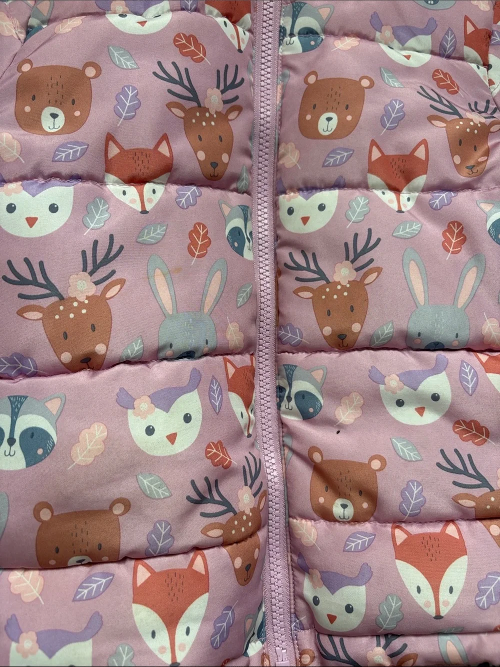 The Children's Place Pink Woodland Animal Puffer Jacket & Snow Bib Set